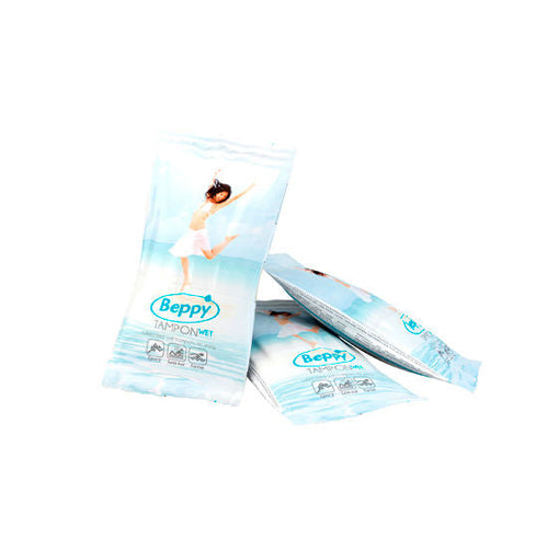 Sachets individuels de tampons Beppy Tampon Wet poses en eventail, gel glissant parfum lavande, unites hygieniques sans fil compactes et discretes
