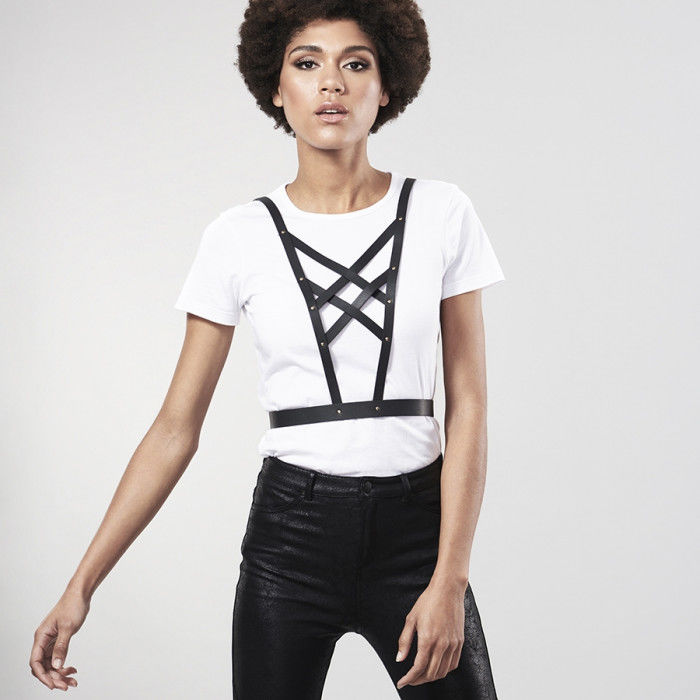 bijoux indiscrets maze harnais croise avec collier noir