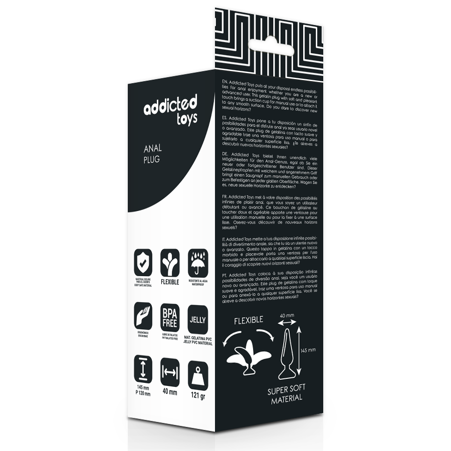 Plug anal souple noir — vue de dos