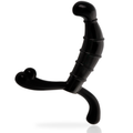 Stimulateur prostate Addicted toys en TPR noir, tige annelee courbee avec poignee externe et appui perineal, 11,3 cm pensee pour la prostate masculine.