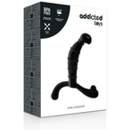 Boite Addicted toys Anal Massager et stimulateur prostate TPR noir, corps annele courbe avec base de maintien, conçu pour cibler prostate et perinee.