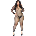 Bodystocking manches longues résille cristallisée noir — vue principale