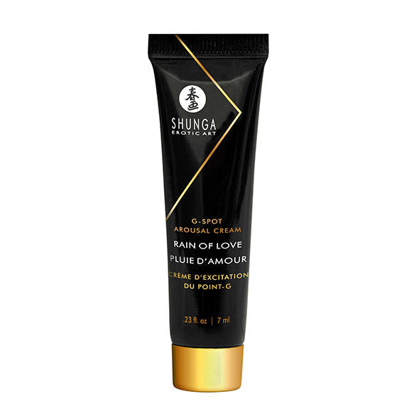 Tube noir Shunga Rain of Love creme d excitation Point G 7 ml du coffret Naughty Geisha, presente seul, soin stimulant inclus dans le coffret bien etre a deux
