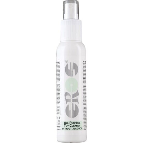 Flacon spray blanc Eros Toy Cleaner sans alcool, vue de face, nettoyant pour sextoys a vaporiser et rincer a l'eau, entretien rapide