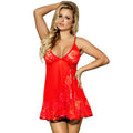 Babydoll rouge passion à lacets floraux — vue principale