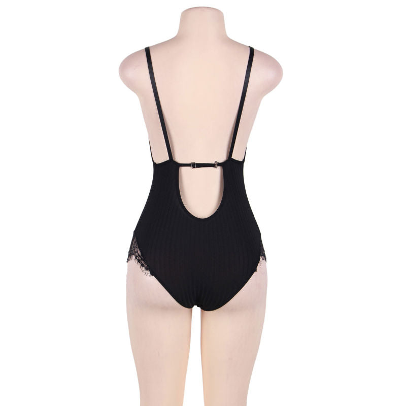 Teddy Queen plus dentelle et franges noires — vue de profil