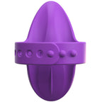 Doigt vibrant Finger Vibe violet, vue de face avec sangle à boutons-pression et relief central texturé