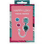 Boîte Happy Loky Kegel Beads, packaging rose et bleu-vert à motifs, illustration des boules et de leur cordon