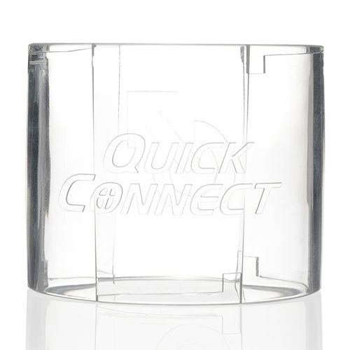 Adaptateur Quick Connect transparent de Fleshlight en gros plan, accessoire de couplage rapide pour assembler deux Quickshots en un seul jouet