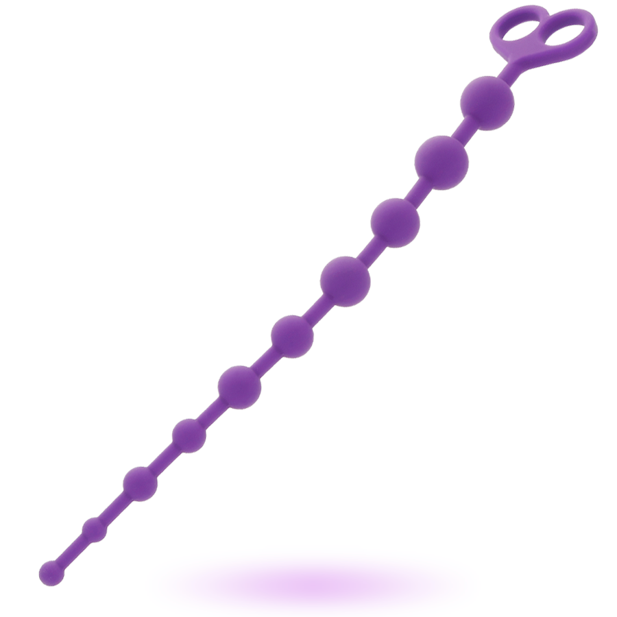 Chapelet anal Jaiden Intense en silicone violet clair, billes dégressives et anneau de retrait, jouet souple et flexible pour une stimulation anale graduelle.