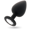 Plug anal silicone noir base diamant — vue principale