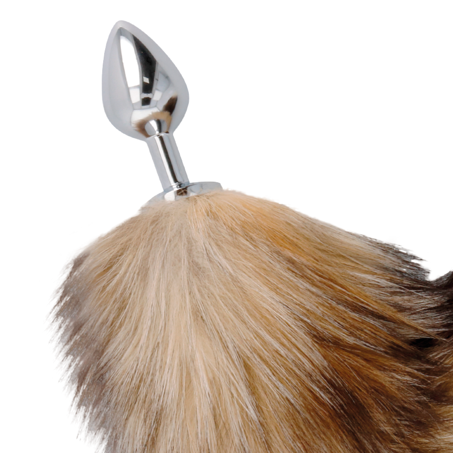 Plug anal queue animale finition argentée — vue de profil