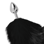 Plug anal argent avec queue noire — vue de profil