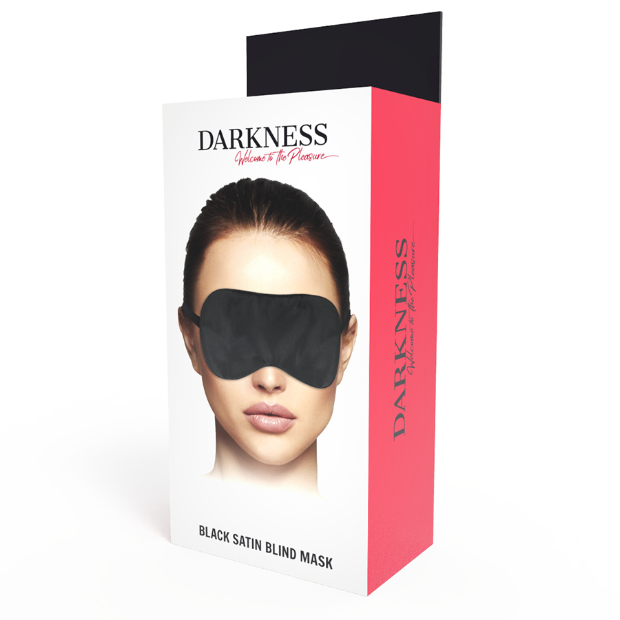 Masque occultant en satin noir réglable — vue de dos