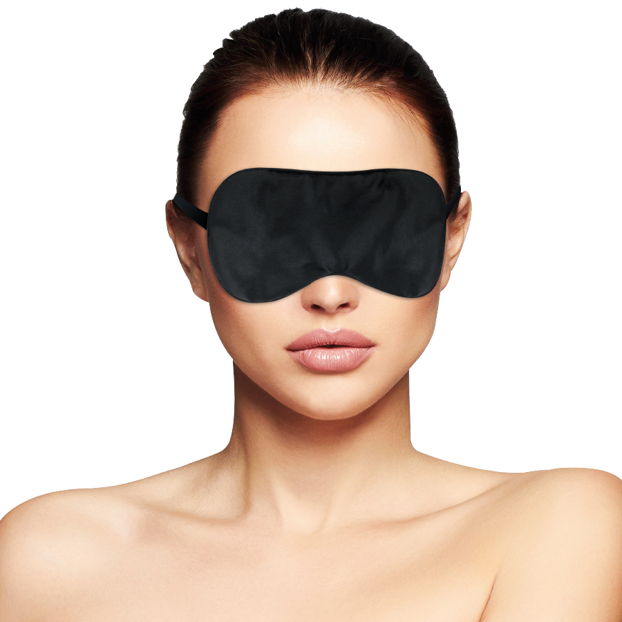 Masque occultant en satin noir réglable — détail produit