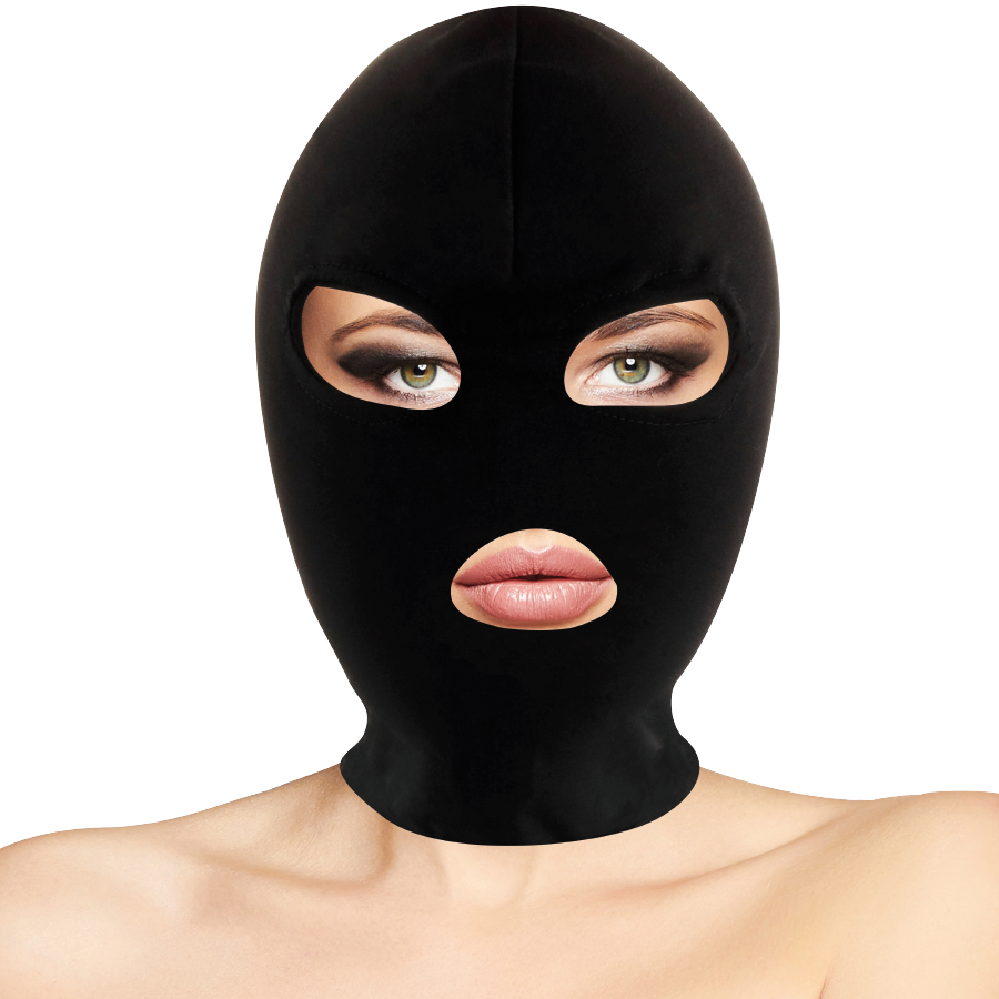 Masque de soumission BDSM bouche et yeux ouvertes — détail produit
