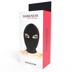 Masque de soumission noir spandex — vue de profil