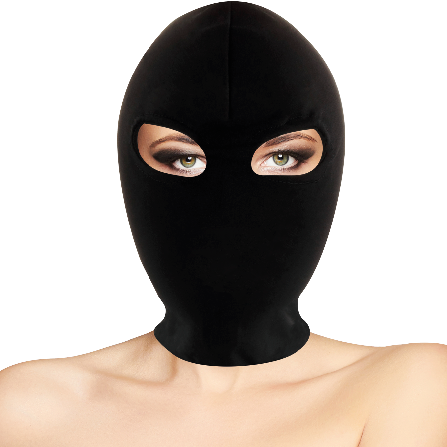 Masque de soumission noir spandex — détail produit