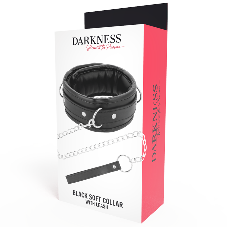 Collier de posture en cuir avec laisse à chaîne — détail texture surface