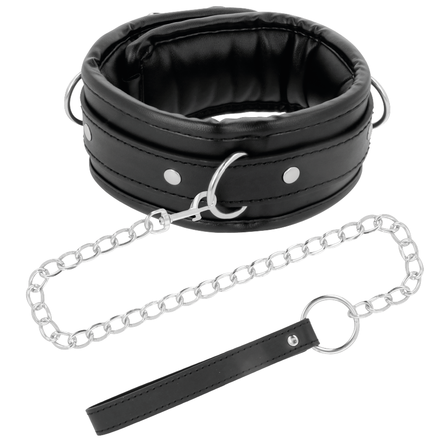 Collier de posture en cuir avec laisse à chaîne — détail produit