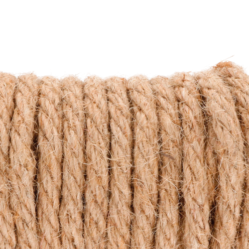 Gros plan des torons d'une corde de bondage en jute Darkness, texture naturelle visible. Fibre rustique au toucher caracteristique, ideale pour le shibari et la restriction.