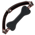 Bâillon silicone forme os deux sangles — détail produit