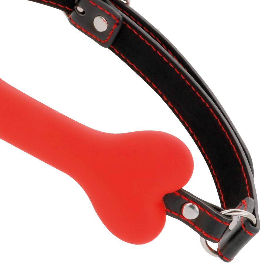 Bâillon silicone forme os deux sangles — emballage produit