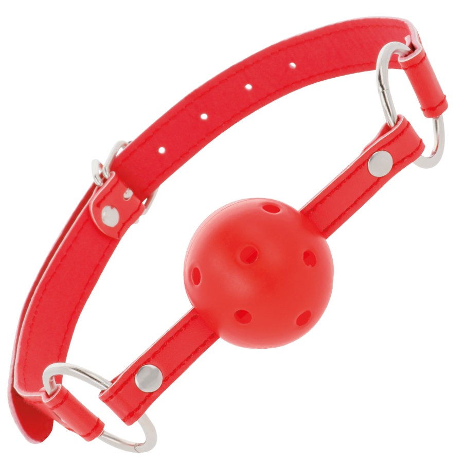 Bâillon boule à lanières cuir ajustables — détail produit
