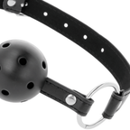 Bâillon boule à lanières cuir ajustables — comparatif dimensionnel