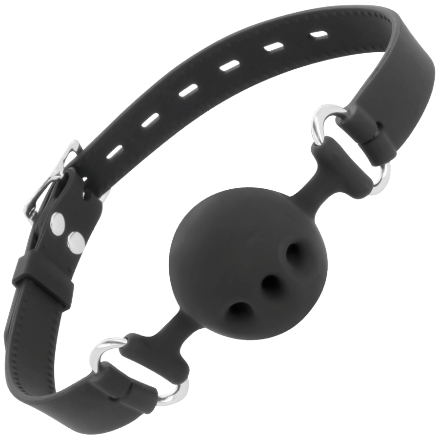 Bâillon silicone respirant noir Darkness — détail produit