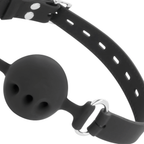 Bâillon silicone respirant noir Darkness — vue de profil