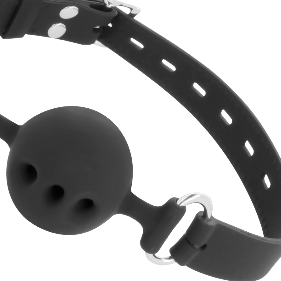 Bâillon silicone respirant noir Darkness — vue de profil