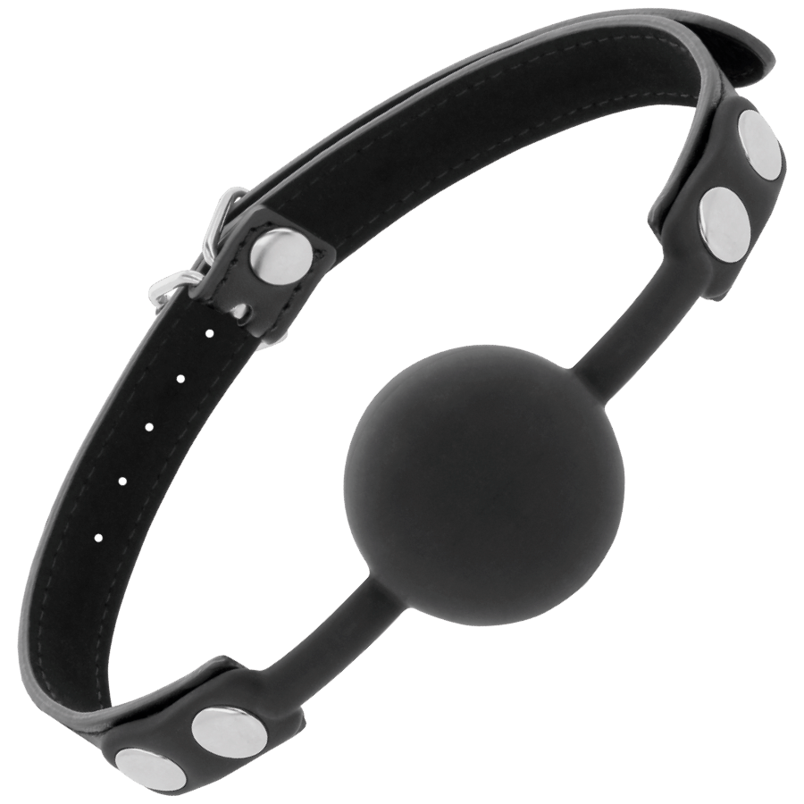 Bâillon couvre-bouche silicone sangles cuir — vue principale