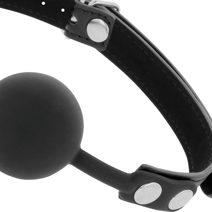 Bâillon couvre-bouche silicone sangles cuir — détail produit