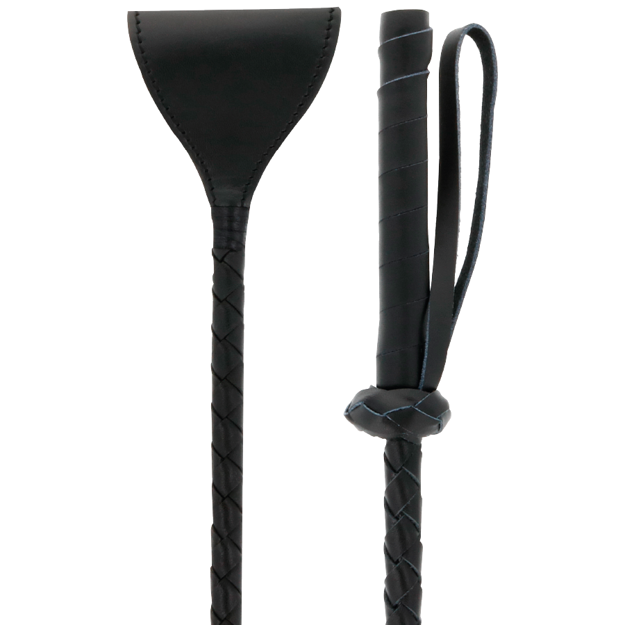Cravache fétiche noire à pointe souple — détail produit