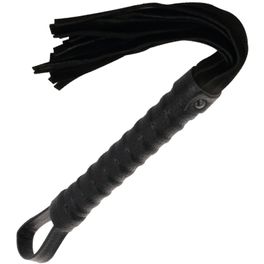 Fouet de bondage noir avec manche cuir — vue principale