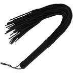 Fouet de bondage Darkness de 50 cm a meches en corde, multiples brins tresses sur poignee ergonomique, martinet de discipline BDSM pour explorer en couple.