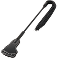 Accessoire BDSM 2-en-1 Darkness combinant une cravache a pointe rigide en forme de pied et un fouet souple PVC, manche noir pour debuter en discipline.