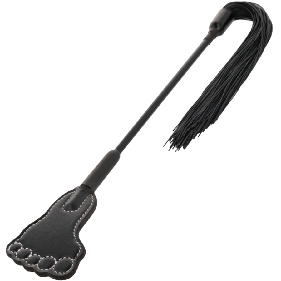 Crop et fouet noir double fonction PVC — vue principale