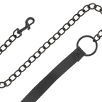 Ensemble menottes et collier cuir noir — détail texture surface