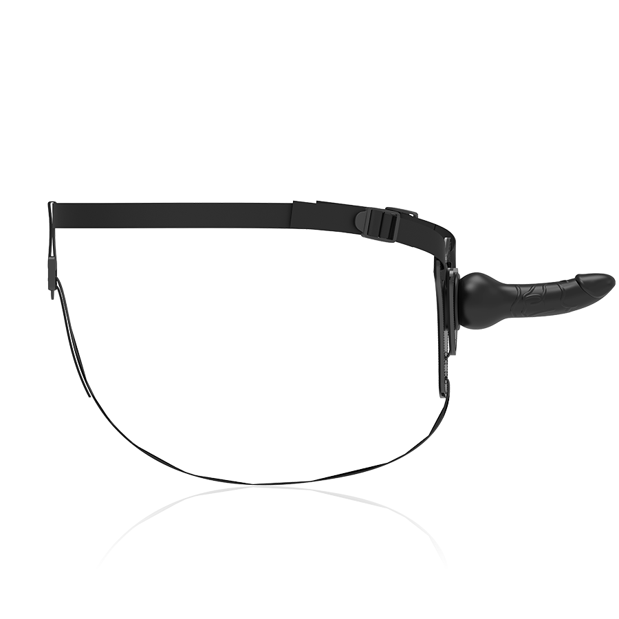 Harnais ceinture Fetish Submissive seul, sangles noires reglables sans gode monte, structure souple a boucles pour adapter un godemiche silicone a sa morphologie.