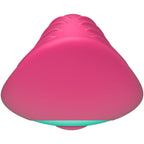 Vibromasseur Panty Vibe rose vu de dessous, base plate turquoise destinée à se glisser dans la lingerie
