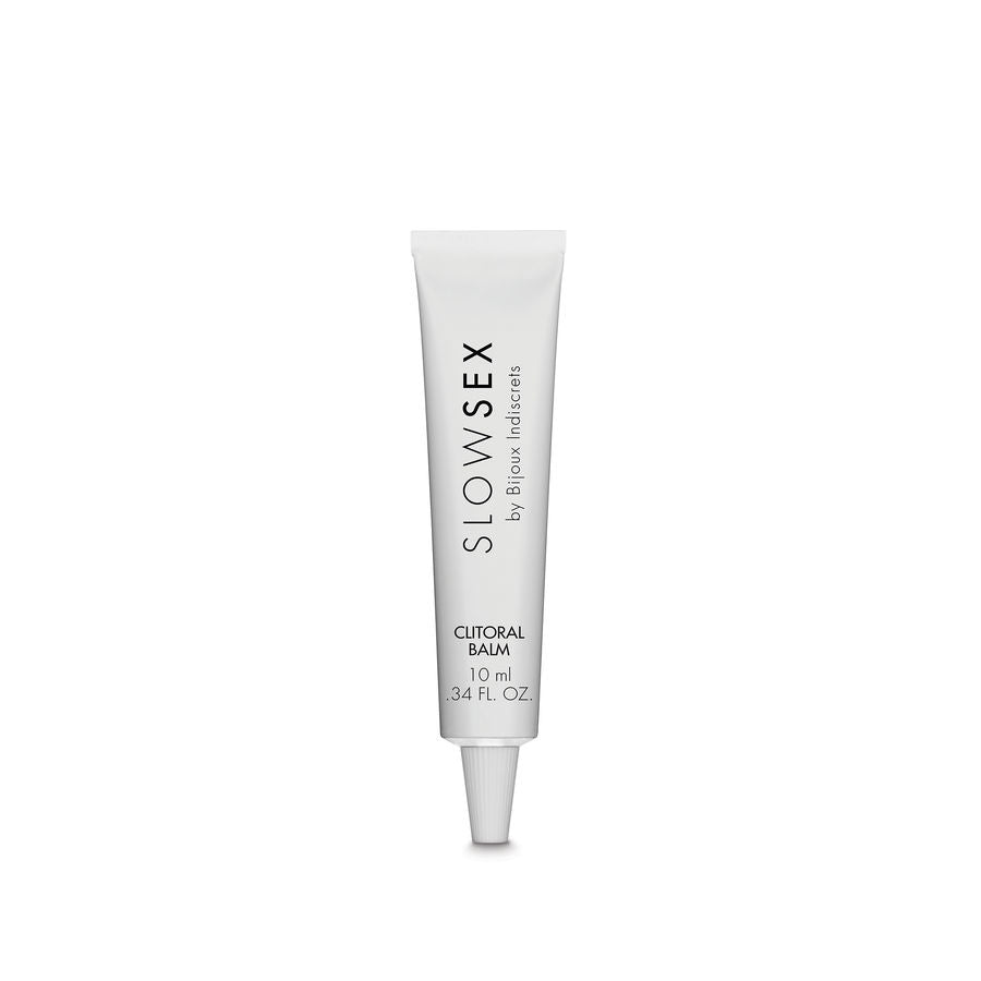 Tube blanc applicateur Clitoral Balm Slow Sex Bijoux Indiscrets, embout fin, photographie isolee sur fond blanc, baume clitoridien thermique 10 ml