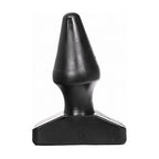 Plug anal conique etanche de 15,5 cm en PVC vu de profil, corps conique lisse et base evasee chiffree, 12 cm inserables pour un retrait sur.