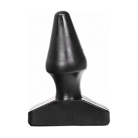 Plug anal conique etanche de 15,5 cm en PVC vu de profil, corps conique lisse et base evasee chiffree, 12 cm inserables pour un retrait sur.