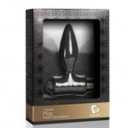 Boîte Plug Petite Sensations de Rocks-Off noire et or, fenêtre montrant le plug anal noir à base en T et capsule argentée, mention 7 speed, sans corps.
