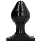 Plug anal large All Black en silicone vu de face, renflement central genereux et base plate stable, modele submersible pense pour une dilatation confortable malgre le gabarit.