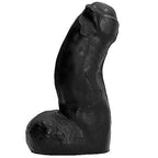 Gode realiste All Black silicone souple de profil, gland marque et bourses formant la base, format 17 cm a la flexibilite confortable pour une penetration polyvalente.