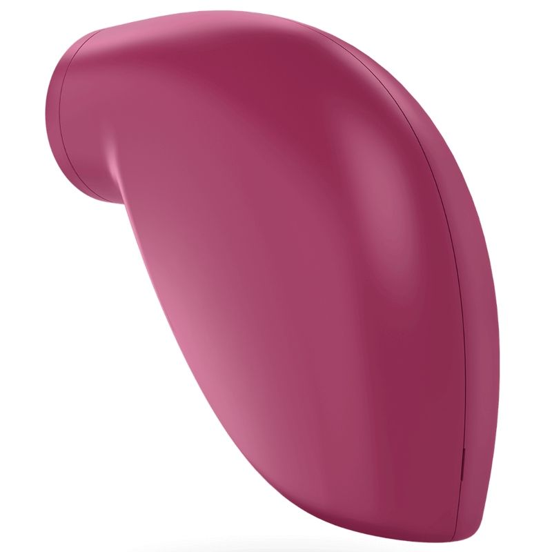 Stimulateur Satisfyer One Night Stand rose vu de profil arrière, coque galbée et embout pour stimulation externe par ondes de pression.
