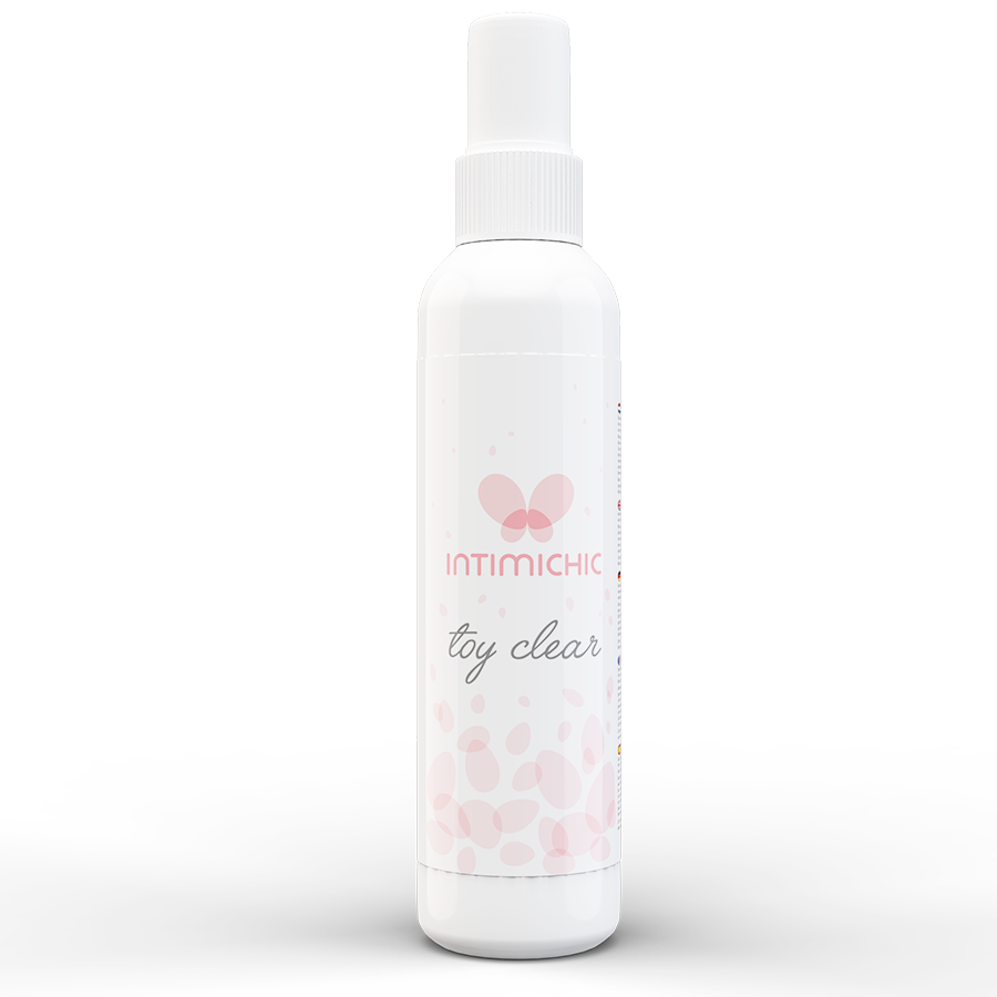 Spray desinfectant Toy Clear Intimichic 150 ml vu de face, nettoyant antibacterien pour sextoys